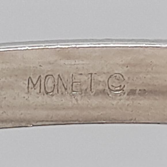 Vintage Monet Bangle Bracelet, Rhodium Plated, Silver Tone, 7 7/8" - Picture 3 of 9